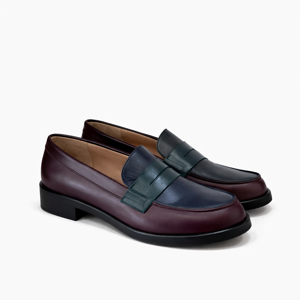 material:cuir|color:vert & bordeaux & bleu