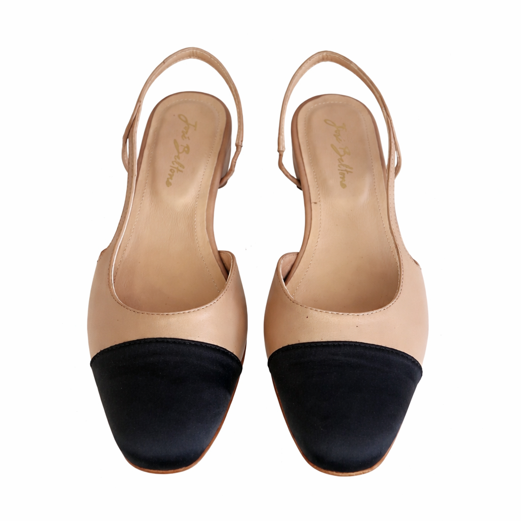 material:cuir bout satin|color:beige & noir